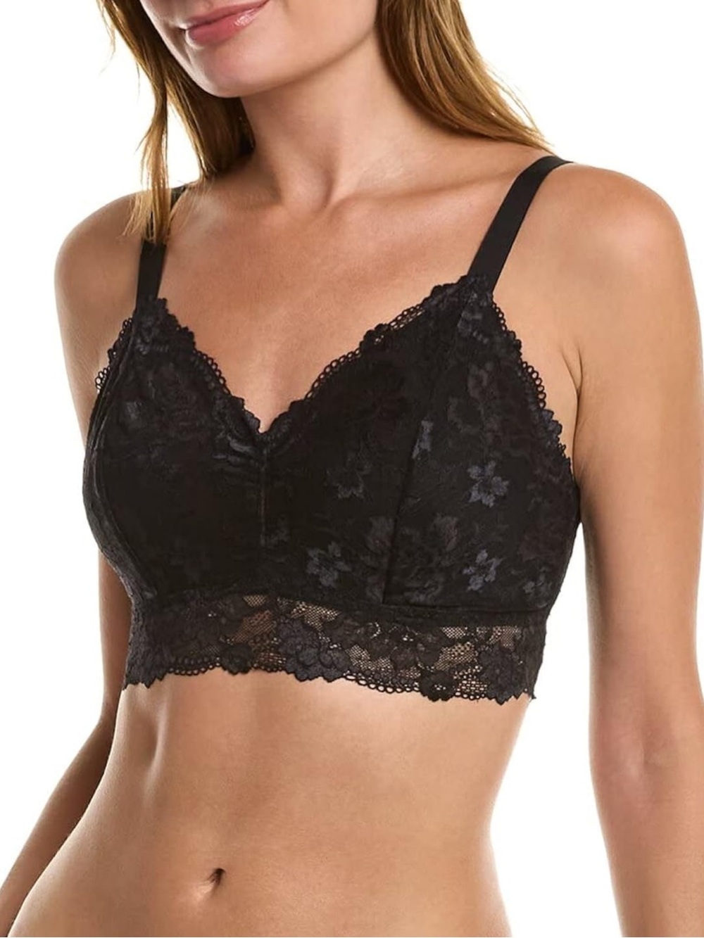 NWT Cosabella Savona Curvy Longline Bralette Black Floral Stretch Lace Size L